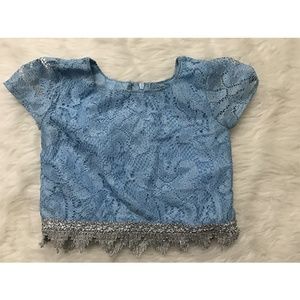 Custom Made Scallop Hem Lace Kid Crop Top 12 / 18m